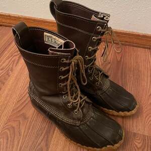 L.L. Bean Tall Maine Leather Duck Boots Brown Classic Lace-up Women 7.5 Men 6